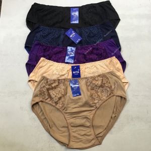 Set 5 Quần Lót Nữ Cạp Cao Chất Cotton Phối Ren Form Đại Bigsize 47kg Đến 100kg Co Giãn Thấm Hút Nội Y Marketonline Nt120