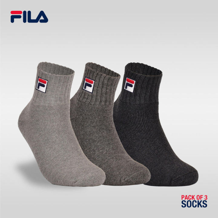 Fila 3Pack Quarter Sports Logo Socks Men'S Sport Socks Free Size