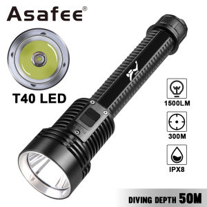 Asafee D313 Super Powerful T40 LED Diving Flashlight: 1500LM Underwater Light & IPX8 Waterproof Torch