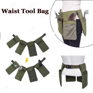 LMS70 Removable Canvas Gardening Belt Adjustable with 4 Pockets Garden Tool Belt Wear Resistant Waterproof Garden Tool Bag Gardener Gifts