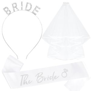 KICOSY Black Bride Headband Black Veil & Sash for Gothic Wedding Bachelorette Party & Engagement