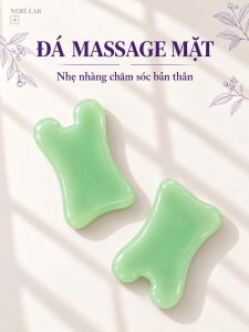 Miếng Đá Gua Sha Massage Da Mặt Màu Xanh Thiết Kế Cạnh Cong Dễ Cầm