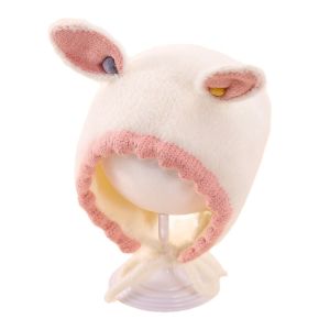 WENQI Elastic Baby Pullover Cap Cartoon Solid Color Rabbit Ear Knitted Hat Cute Dome Kids Woolen Hat Boys