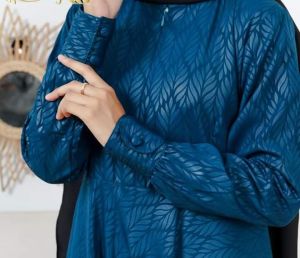 Gamis hermosa embos motif padi warna tosca premium-gamis tosca syari bahan wolfis embos-100% hermosa