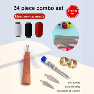 ✨ Durable Stainless Steel Sewing Kit Precision Stitching With Fine Long Needles 34-Pc Crafting Tool Set For All Sizes & Fabrics!