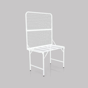 kefva กระบะโชว์สินค้า 2 ชั้น พับได้ ขนาด 70x120x75 cm ชั้นวางสินค้า+ชั้นแขวนสินค้า 2in1 กระบะใส่ของ กระบะวางสินค้าเซลล์ ชั้นแขวนของขาย ชั้นวางของร้านค้า แผงขายของตลาดนัด โต๊ะขายของตลาดนัด