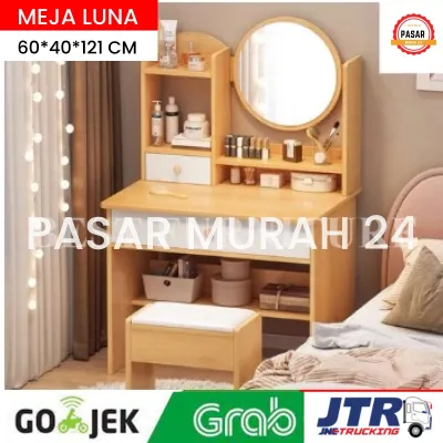 Pasar Murah ASTER 80 Meja Rias Kaca Sliding Meja rias Putih Minimalis