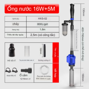 Máy thay nước vệ sinh hồ cá súc cát rêu cặn bã bám 2in1 RELAXED EFFORT EXCHANGE (Full Option) 220v - Home and Garden