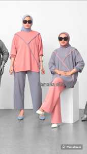 SETELAN  KNITE IMPORT WANITA JUMBO TERBARU ONE SET TUNIK POLOS BAJU SETELAN  KULOT KEKINIAN