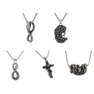 Ouroboros Snake Pendant Necklace Eye Catching Stainless Steel Snake Necklace with Gothic Charm for Men and Women