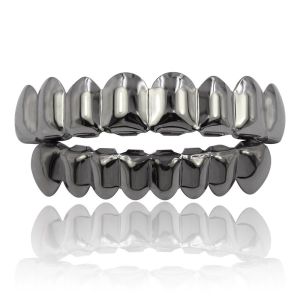 KEASHI Anti Slip Teeth Grillz Top Bottom Set Eco-friendly Copper Glossy Finish Teeth Grillz Caps Fashion Gold Teeth Jewelry Party