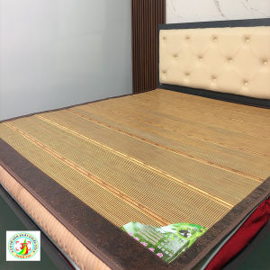 Chiếu trúc in gấu lót lụa viền da mặt sau lót lụa nằm 4 mùa ( Hàng cao cấp đủ size )