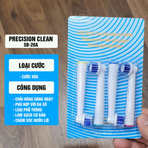 Set Bộ 4 đầu bàn chải đánh răng điện Cho máy Braun Oral-B SB-20A Precision Clean  tẩy sạch cao răng làm sạch vết ố chăm sóc nưới lợi Minh House