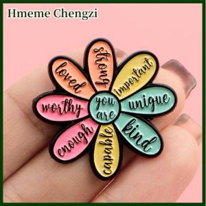 Hmeme Inspirational Quote Pin Motivational Flower Brooch Pines Lapel Pins Reminder Badge Clothes Accessories Jewelry Gift