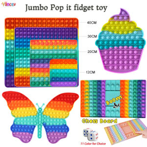 Big Rainbow Pop It Checkerboard 20/30/40cm Big Size Pop It Fidget Toy Huge Rainbow Square Shape Cheap Sale Push Bounce Bubble Fidget Sensory with Dimple pop it Big Toy