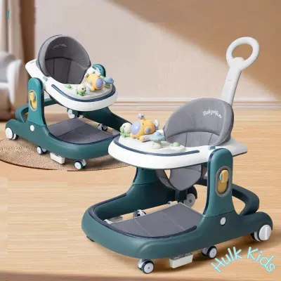 Xe tập đi chữ U xe tập đi đa năng có nhạc đèn nâng hạ cao thấp có cán đẩy và lót chân_Hulk.Kids
