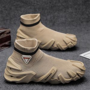 Mens Breathable Flying Woven Sneakers Low Cut Comfortable Bottom Soft Shoes Deodorizing Filter Running Shoes Non Slip All-Match Casual Shoes