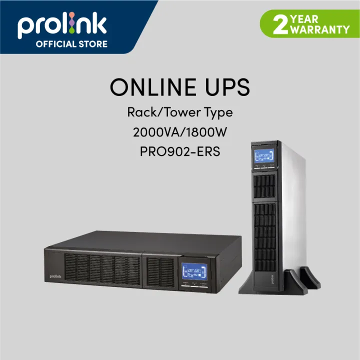 Prolink [2KVA | 1800W | Rackmount | Pure Sine-Wave] Online Smart UPS Uninterruptible Power Supply with AVR suitable for Data Center, NAS, Network and Medical