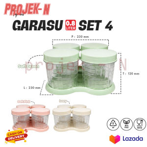 Toples Kue 5 Set Dengan Wadah / Toples Crystal Cantik / Toples Kue 1 Liter / Terdapat Nampan Putar