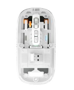 Mouse Transparan Senyap Nirkabel Tanpa Suara BT + 2.4Ghz Mouse Ramping Isi Ulang USB Mouse Gaming Laptop