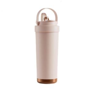 Large Capacity Stainless Steel Water Bottle Ceramic Coated Insulation Coffee Mug Beverage Container with Straw Lid