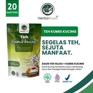 Herbanusa Teh Daun Kumis Kucing Terbaik 20 Tea Bags Untuk Meluruhkan Batu Urin dan Saluran Kemih