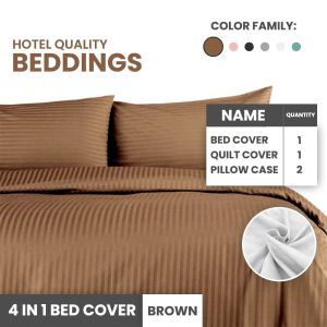 4 in 1 Bedsheet Fabric Garterized premium quality soft filted stripes durable with 2pcs Pillowcases