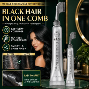 Mens Hair Dye Cream Natural Black Cover Gray Hair Color Cream Permanent Plant Based Easy Brush On Hair Dye for Men Root Touch Up
