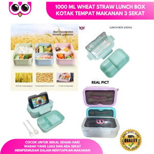 1000 ML WHEAT STRAW LUNCH BOX / KOTAK TEMPAT MAKANAN 3 SEKAT / TEMPAT BEKAL MAKAN  BAHAN GANDUM JERAMI