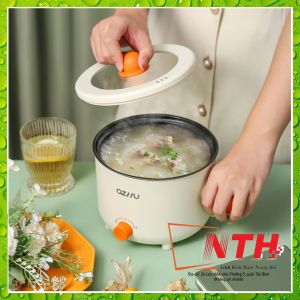 Nồi Lẩu Điện Mini Đa Năng Ca Nấu Mì Ozhu 2 Nấc Nhiệt Tặng Kèm Giá Hấp Dung Tích 1.8L Công Suất 600w Chất Liệu Cao Cấp
