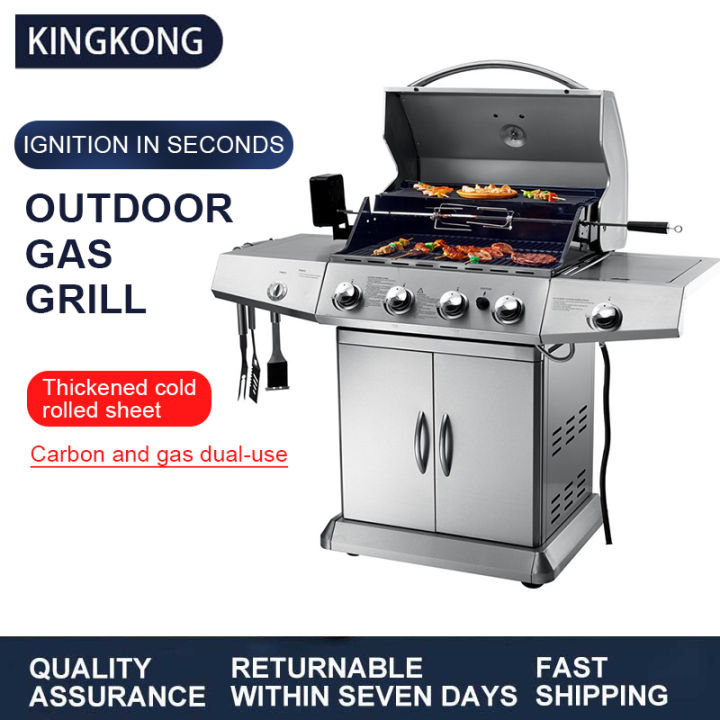 Kingkong Outdoor Patio Integrated 2 4 Burner Gas Grill Stainless Steel Charcoal Gas Grill For