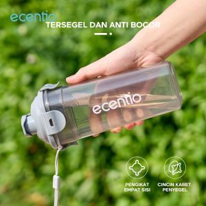 READY STOCK!!! New Ecentio Botol Minum Sport 500ml - Portable Bertali dan Terdapat saringan teh - Untuk keperluan sekolah kantor olahraga