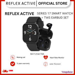 Reflex Active Series 17 Black Strap Smart Watch and True Wireless Sound Earbud Set GPS IP67 Heart rate and sleep monitor