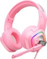 ZIUMIER Z66 Pink Gaming Headset for PS4, PS5, Xbox One, PC, Wired Over-Ear Headphone with Noise Isolation Microphone, LED RGB Light,Surround Sound. 