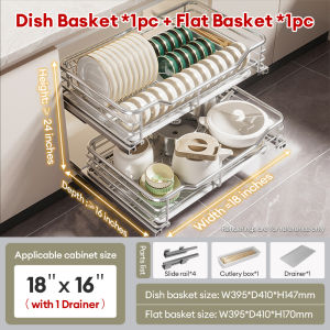 HYM Pull Out Dish Rack For Cabinet Stainless For Pullout Basket Kitchen Cabinet Rack Give Away Drainer Tray Cutlery Box