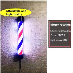 Rotating LED Barber Pole Light Waterproof Red White Blue Stripe 220V Wall Lamp for Barbershop COD