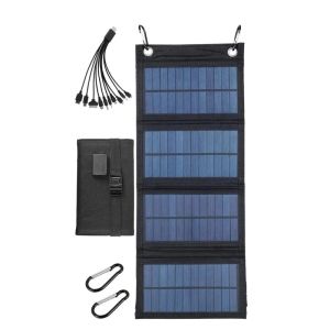 Foldable Solar Panel Charger Portable IP65 Waterproof USB Solar Power Charger with 2 Hooks and 1 Adapter