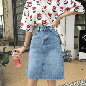 2021 Ladies Denim Skirt High Waist Slim Plus Size Skirt Summer Ladies Pencil Skirt Pocket Jeans Skirt Midi Waist Skirt S-5xl