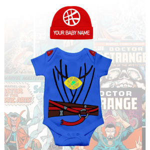 Superhero Baby Onesie Romper 2PC Monthly Milestone Hero Baby Costume Short-Sleeved Clothes Free Custom Hat KNT6