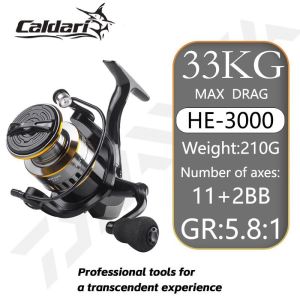 Fishing Reel HE500-7000 5.2:1 Gear Ratio Alloy Spinning Fishing Reel Portable Spinning Reel