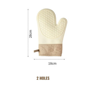 【2 Holes】2pcs Silicone Heat-resistant Gloves Baking Oven Gloves Non Slip Cooking Pot Holder