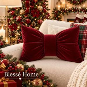 BB Bow Pillow Ribbon Pillow Christmas Pillow Cases Throw Pillow for Home Office Events Catering 18x18 inches pillow case only - high quality item - made of excellent  fabric - reversible - decorative - excellent quality - excllent quality - fabric from