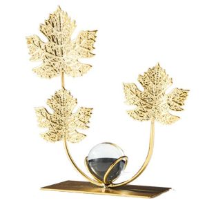 JOYPICKS Nordic Leaf Crystal Ball Ornaments Gold Iron Art Crystal Ball Decor Rack 4-Style Light Luxury Iron Maple Leaf Ornaments Green Plant