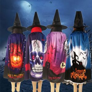 FUNG MALL Vui Đảng Ma Bộ Xương của con người Cosplay Trang phục Trẻ em của Chiếc Áo Choàng Đáng sợ Quần Áo Halloween Áo Choàng Thuật sĩ