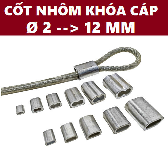 Đầu nhôm, cốt nhôm khóa dây cáp Ø 2 3 4 5 6 8 10 mm | Lazada.vn