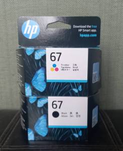 HP 67 BK (3YM56AA) + 67 CO (3YM55AA)( ตลับหมึกสีดำ+ 3 สี )PACK2BOX ของแท้ สำหรับเครื่อง 2720/21/22 2330/33 1210 6065/10/20 4120/30/32/40/52/55/58 6010/20/30/32/52/55/75