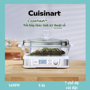 Nồi hấp thủy tinh Cuisinart Cookfresh STM-3000HK 5L 1650W 7 cài đặt thực phẩm