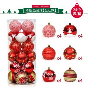 Spot Christmas decorations 6cm24pcsPVC barrel painted Christmas ball set