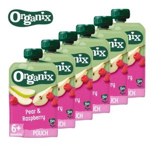 Organix Baby pouch Pear and Raspberry Fruit Puree Pouch 6 x 100g