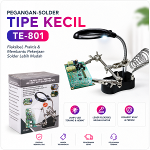 Pegangan Solder Helping Hand LED dengan Kaca Pembesar Magnifier 3X/4.5X untuk Perbaikan Elektronik